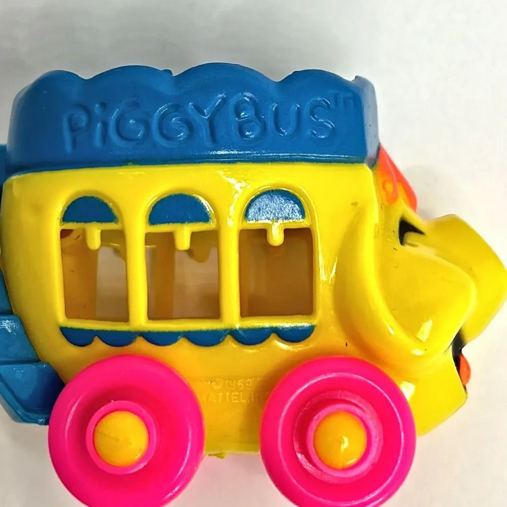 1960s Vintage Mattel Upsy Downsy Piggy Bus Plastic Made Hong Kong Toy